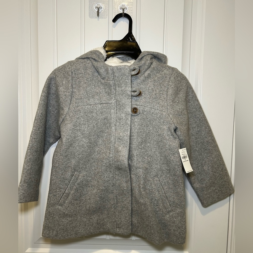 Old Navy kids gray pea coat with zipper, size 5T